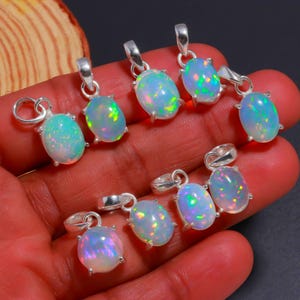 Äthiopischer Opal Anhänger: Sterling Silber Multi Feuer Edelstein