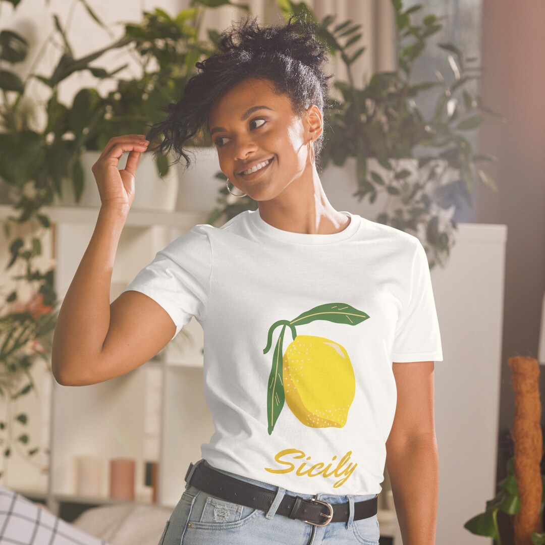 Lemon Print T Shirt for Women T Shirt Design Shirt Sicily Print for Mom ...