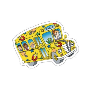 Divertida pegatina de autobús escolar, calcomanía de autobús de dibujos animados para niños, pegatina educativa colorida, perfecta para computadoras portátiles, botellas de agua, diarios, regalos