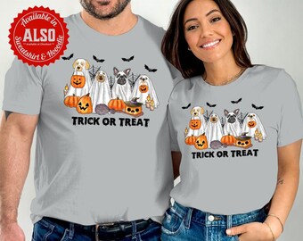 T-shirt d'Halloween avec des chiens fantômes rigolos, T-shirt effrayant pour Halloween