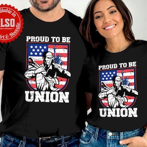 誇り高き労働組合員Tシャツ：アメリカ国旗をあしらった愛国的な作業服