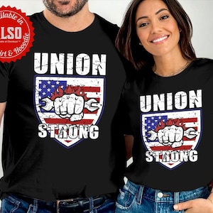 組合の強さTシャツ：愛国的なアメリカ国旗、組合員の誇り