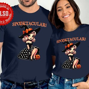 Spooky Halloween Girl Witch T-Shirt, Cute Witch with Pumpkin, Halloween T-Shirt, Spooktacular Design, Funky Halloween Top, gift for her