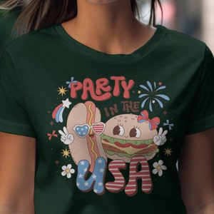 Funny 4th of July T-Shirt: Hotdog Burger USA Party Tee