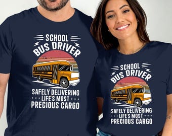 レトロなスクールバスグラフィックTシャツ、先生へのプレゼント