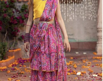 Girls ready-to-wear Saree | Pink Indian Wedding Outfit, Festive Ethnic Dress