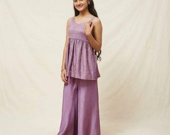 Elegant Girls' Indian Ethnic Wear: Multi-Color Silk Dress for Weddings & Festivals
