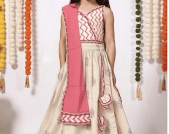 Girl Lehanga Choli cotton Set: Indian Ethnic Festivewear| Partywear