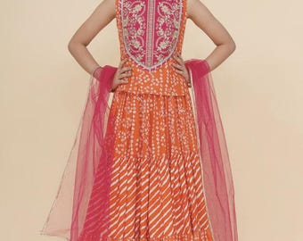 Girls Lehenga Choli | Pink Indian Wedding Outfit, Festive Ethnic Dress