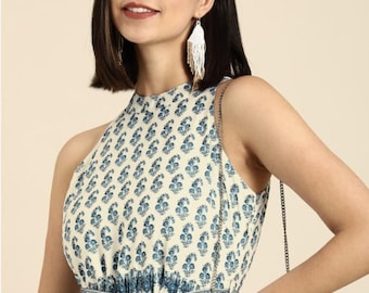 Boho Midi Dress | Jaipur blockprint Print, Cut Sleeves