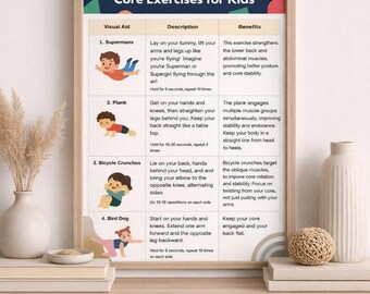 Core Exercises Technique for Kids (Printable PDF)