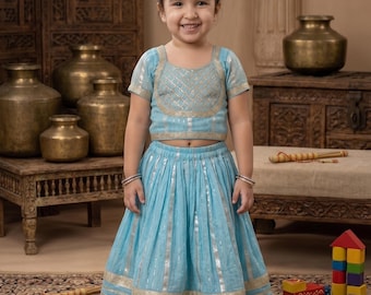 Girls Lehanga Choli Set: Traditional Indian Party Dress for Weddings, Festivals