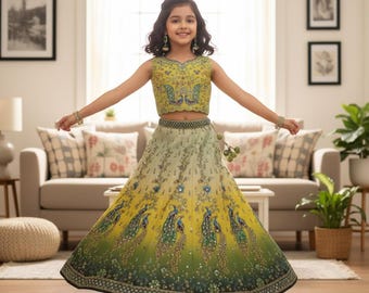 Girls' nkv  Lehanga Choli Set:  Festivewear, Partywear and Ethanicwear