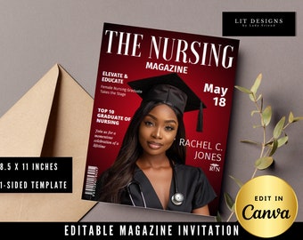 Graduation Magazine | Graduation Invitation Template | Graduation Announcement | Graduation Invitation Template | 2025 Canva Template