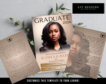 Graduation Invitation | Graduation Invitation Template | Graduation Announcement | Graduation Announcement Template | 2024 Canva Template