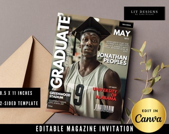 Graduation Magazine Cover Invitation | Graduation Invite | Graduation Announcement | Graduation Invitation Template | Graduation Party