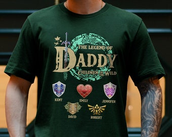 Personalisiertes The Legend Of Daddy T-Shirt, Zelda Dad Shirt, Zelda Link Shirt, Breath Of The Wild Shirt, individuelles Family Legend Of Zelda Shirt