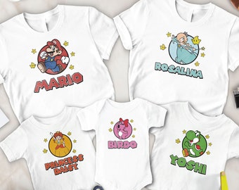 Super Mario Characters Shirt, Custom Super Mario Shirt, Personalized Super Mario Shirt, Super Mario Birthday Shirt, Family Matching Shirt