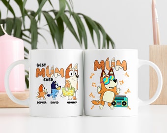 Bluey Mum Tasse, beste Mama überhaupt Tasse, personalisierte Bluey Mom Tasse, Bluey Muttertagstasse, Custom Bluey Tasse