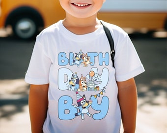 Blaues Geburtstagsshirt für Junge, blaues Hunde-Geburtstagsshirt, passendes Shirt für die blaue Hundefamilie, blaues Geburtstagsshirt für Junge