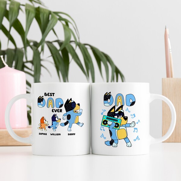 Tazza Bluey Dad, la migliore tazza per papà di sempre, tazza Bluey Dad personalizzata, tazza Bluey per la festa del papà, tazza Bluey personalizzata