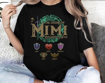T-shirt personnalisé The Legend Of Mimi, chemise Zelda Mom, chemise Zelda Link, chemise Breath Of The Wild, chemise familiale personnalisée Legend of Zelda