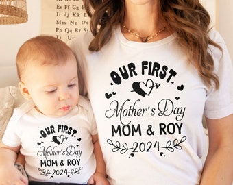 1st Mother’s Day Shirt, Our First Mother’s Day Shirt, Our First Mother's Day, Personalised New Baby Gift, First Mothers Day Babysuit