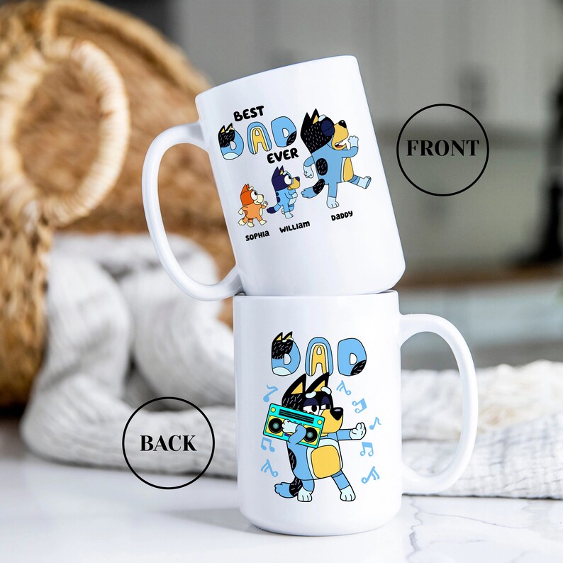 Bluey Dad Mug, Best Dad Ever Mug, Personalized Bluey Dad Mug, Bluey Fathers Day Mug, Custom Bluey Mug image 2