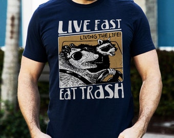Chemise poubelle Live Eat, chemise opossum, chemise raton laveur drôle, chemise rat