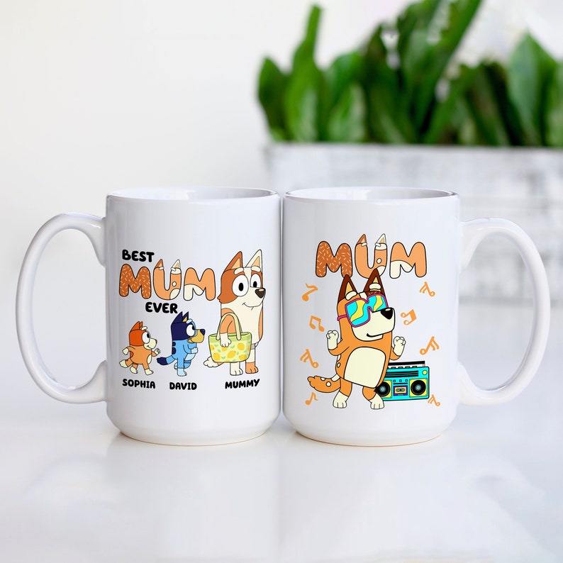 Bluey Mum Mug, Best Mum Ever Mug, Personalized Bluey Mom Mug, Bluey Mother's Day Mug, Custom Bluey Mug image 2