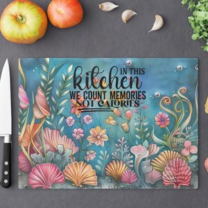 glass cutting board, kitchen decor, unique birthday gift for mom, coastal theme, beach lovers gift, kitchen counter decor, beach house decor
