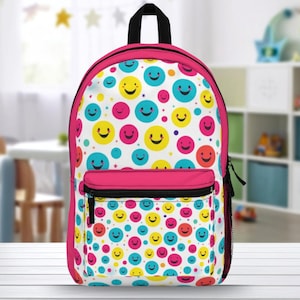 Sac à dos pour la rentrée scolaire, Sac à dos pour la maternelle, Sac smiley, Cartable pour fille, Sac à dos pour tout-petit, Cadeau de rentrée scolaire pour enfant, Élémentaire