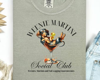 T-shirt Weenie Martini Teckel, T-shirt Doxie Mom Comfort Colors