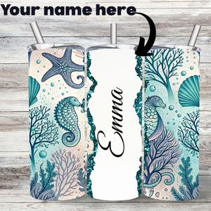 Personalized name tumble , custom 20 oz Skinny tumbler, sea tumbler, unique birthday gift for daughter, best friend gift, travel gift