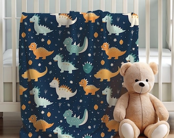 Dinosaur Blanket for Boys, Soft Fleece Baby Blanket for Crib, Cute