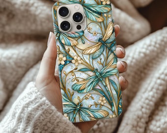 Funda para iPhone 17, 16, 15 con diseño de libélula, regalo para Samsung Galaxy S26, S25, S24