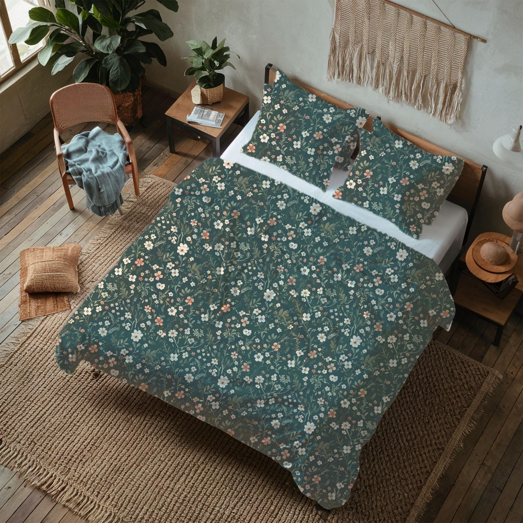 Sage Green Bedding, Pink and White Flowers, Cozy Birthday Gifts for ...