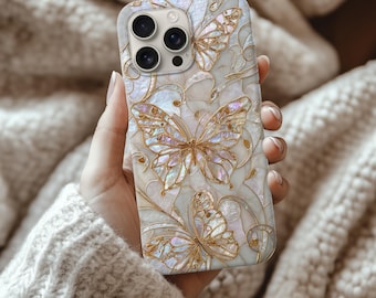 Stained Glass Butterflies MagSafe iPhone Case 17 16 15 14 13 12 11