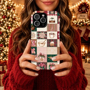 Patchwork Christmas Tough Case and  Magsafe Compatible iPhone and Samsung Galaxy Phone Cover