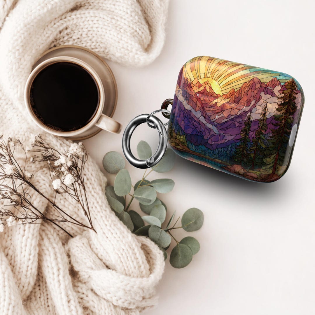 Stained Glass Mountain Landscape AirPod Case, AirPod Pro Case 1, 2 ...