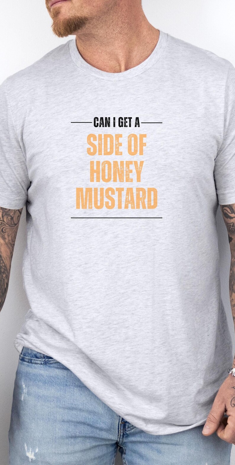 Can I get a side of Honey Mustard t-shirt in Ash on male model