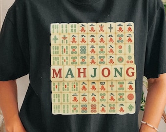 Mahjong Fliesen Muster T-Shirt | "Retro Mahjong ""Brett"" Design."