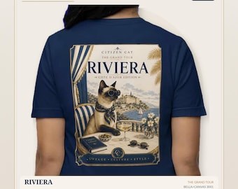 Maglietta Riviera Vintage Cat Poster / Maglietta con poster di viaggio retrò Citizen Cat