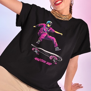 Vibrant Skateboarder, Monster Rad Unisex T-Shirt, Graphic Tee, Streetwear, Skate Culture, Gift for Skaters, Summer Vibes, Urban Fashion