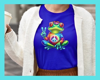 Groovy Frosch T-Shirt: Yoga Peace Zeichen