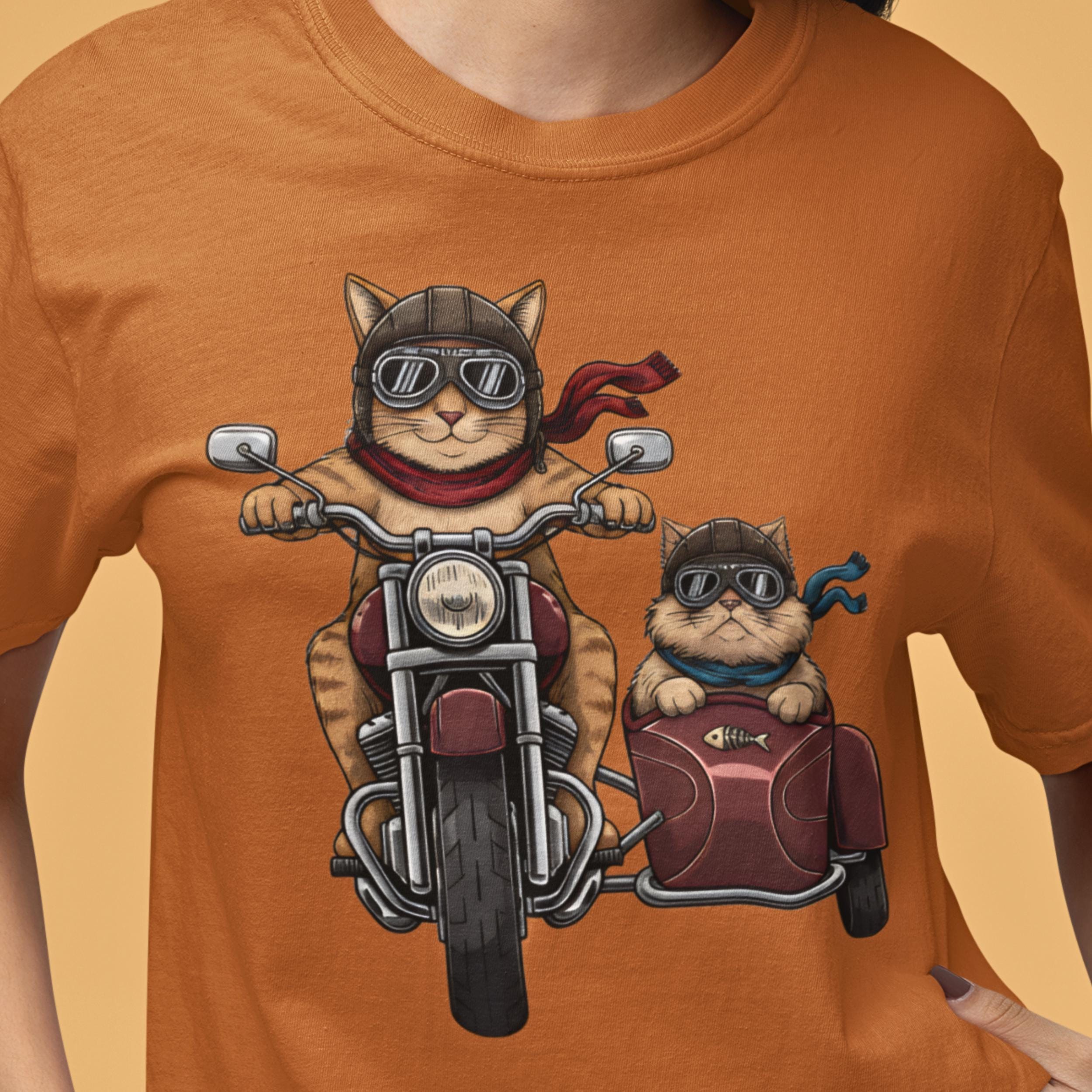 Cat Motorcycle Sidecar T-shirt, Aviator Cat Graphic Tee - Etsy