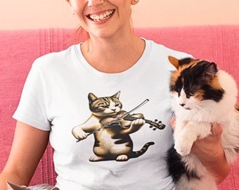 Cat Violinist T-Shirt: Funny Music Lover Gift