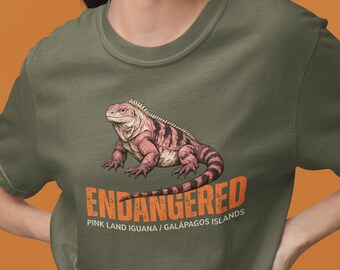 Maglietta con l'iguana rosa terrestre, maglietta con grafica sulla fauna selvatica delle Galápagos in via di estinzione / maglietta per la conservazione della fauna selvatica