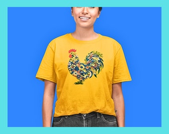 Bunt Huhn T-Shirt: Buntes Farm T-Shirt, Huhn Liebhaber Geschenk