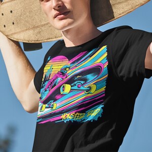 Vibrant Skateboarder, Monster Rad Unisex T-Shirt, Graphic Tee, Streetwear, Skate Culture, Gift for Skaters, Summer Vibes, Urban Fashion